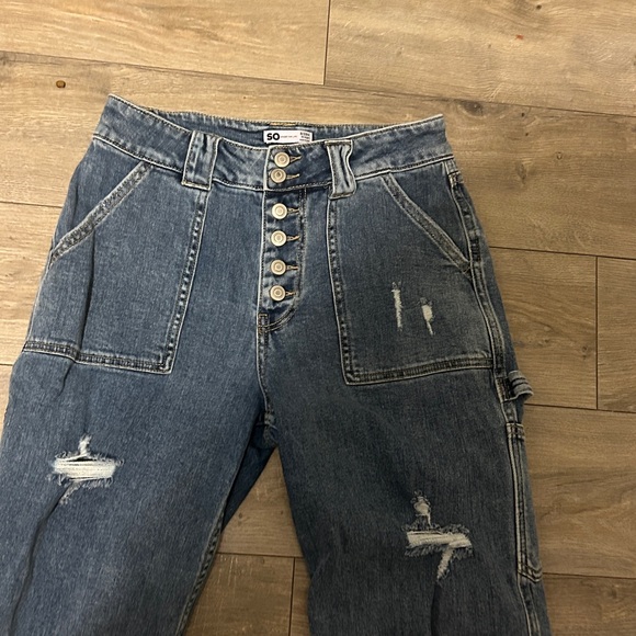 SO Relaxed Fit Distressed Blue Jeans - Picture 2 of 12